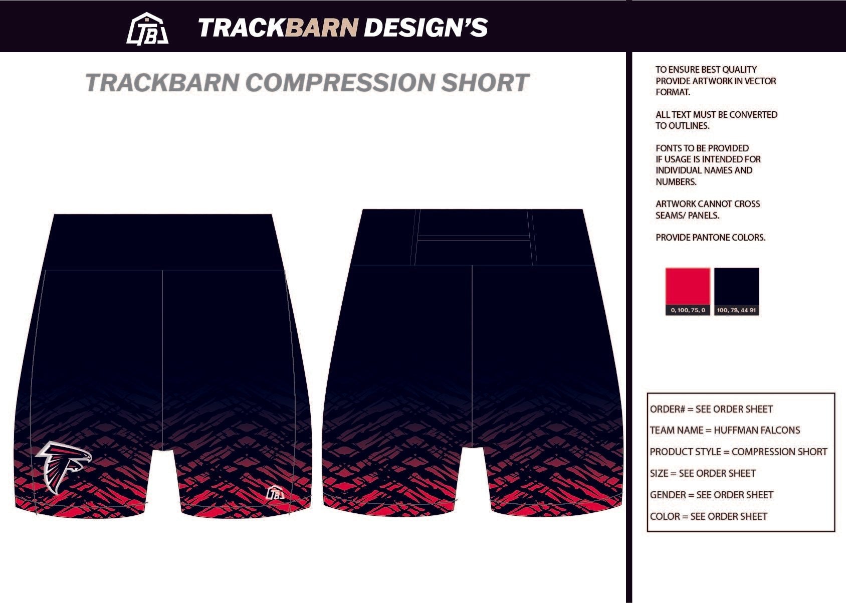 Huffman - Falcons - Womens Short Running Tight - TrackBarn