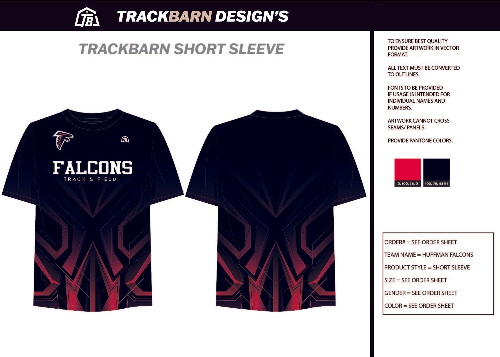 Huffman - Falcons - Womens Stretch Light Training Tee - TrackBarn