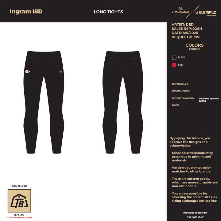 Ingram ISD Girls - Men Long Tights (1271) - TrackBarn