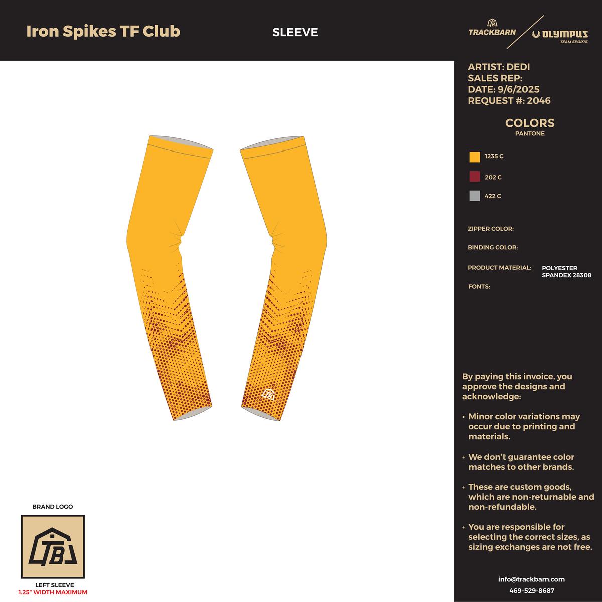 Iron Spikes Track & Field Club - Adult Sleeve - Orange - TrackBarn