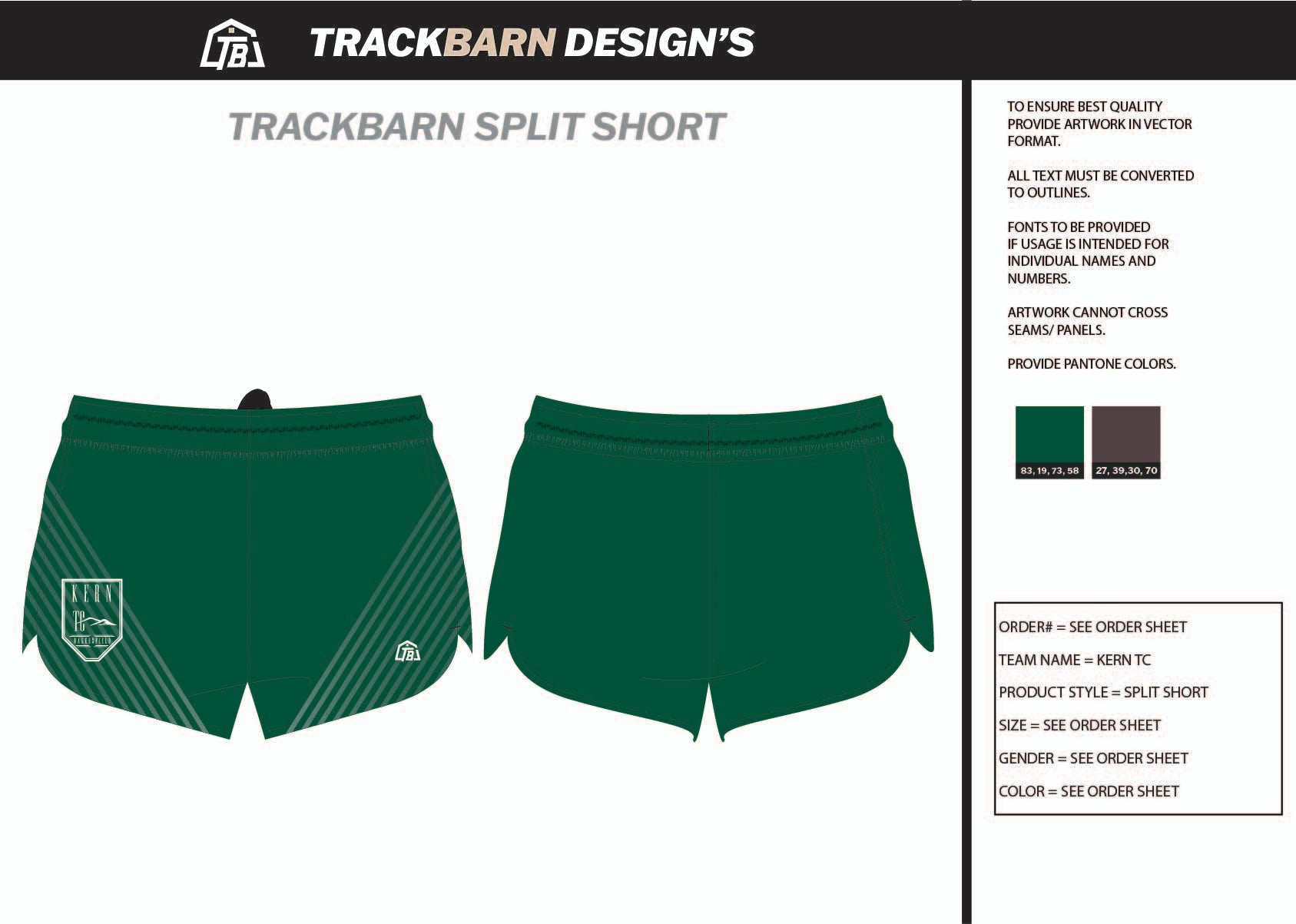 Kern - T - C Youth Split Track Short - TrackBarn