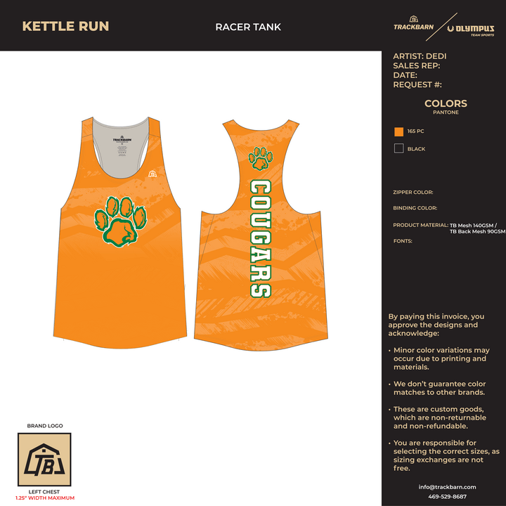 Kettle Run Cougars - Youth Track Singlet (2717) - TrackBarn