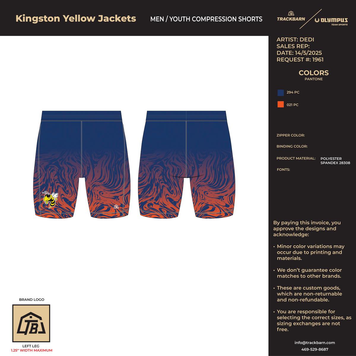 Kingston Yellow Jackets - Men Short Running Tight - Blue - TrackBarn