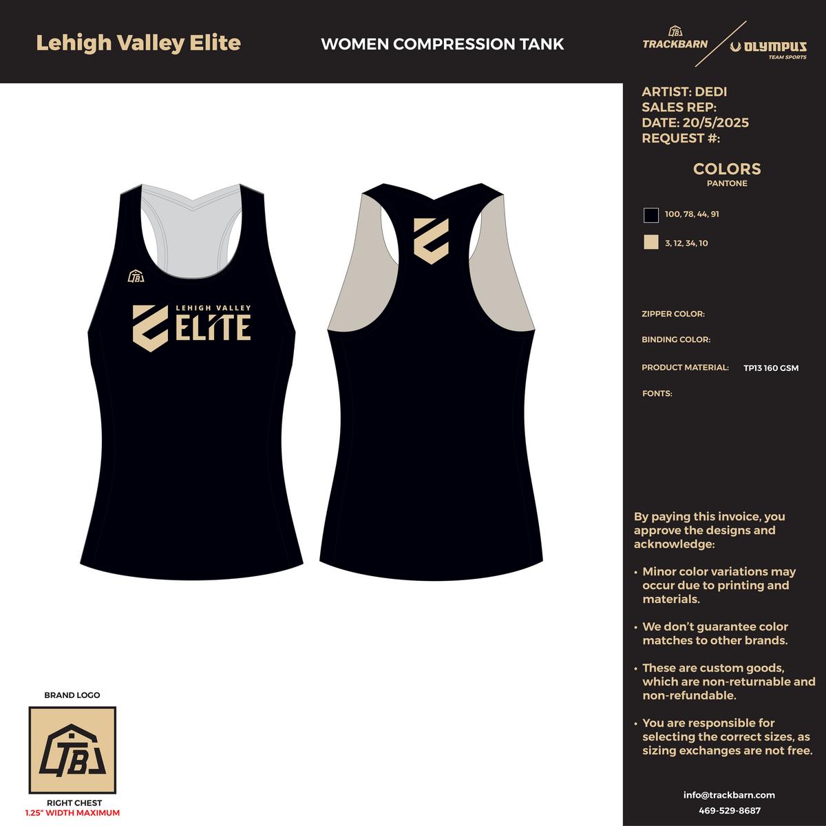 Lehigh Valley Elite - Women Compression Tank - Black - TrackBarn