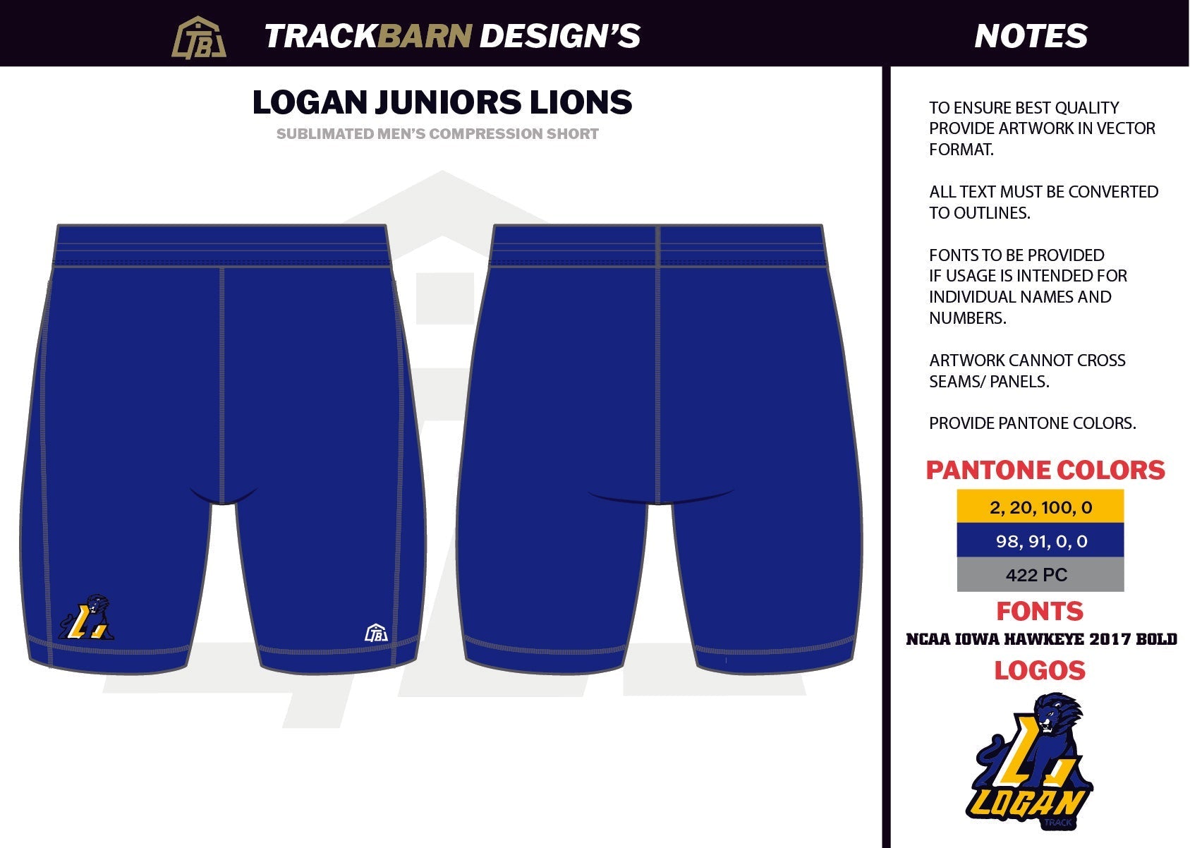 Logan - Junior - Lions Mens Short Running Tight - TrackBarn