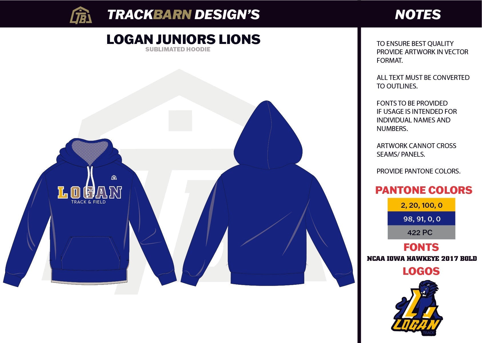 Logan - Junior - Lions Womens Pullover Hoodie - TrackBarn