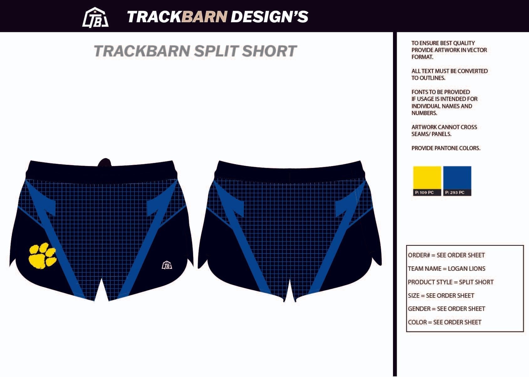 Logan - Lions - XC Womens Split Track Short - TrackBarn