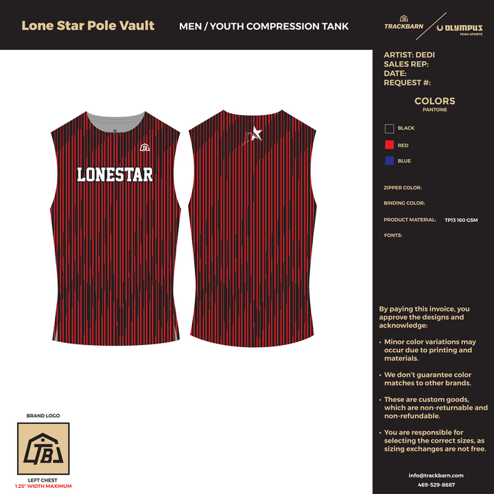 Lone Star Pole Vault - Boys Compression Tank (2793) - TrackBarn
