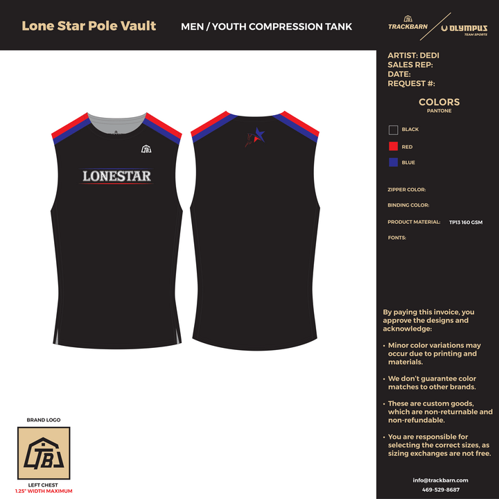 Lone Star Pole Vault - Men Compression Tank - FT (2791) - TrackBarn