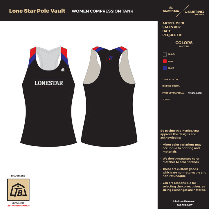 Lone Star Pole Vault - Women Compression Tank - FT (2792) - TrackBarn