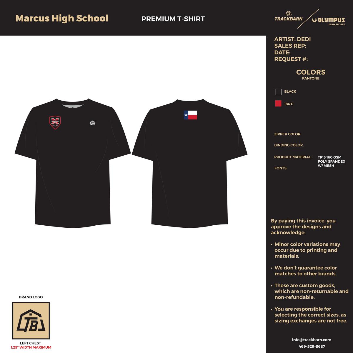 Marcus High School Team Store - Women Performance T-Shirt - Black - TrackBarn