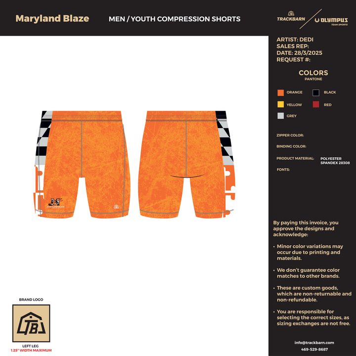 Maryland Blaze - Men Compression Shorts (496) - TrackBarn