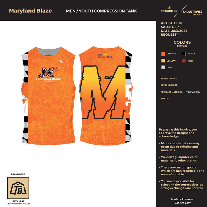 Maryland Blaze - Men Compression Tank (495) - TrackBarn