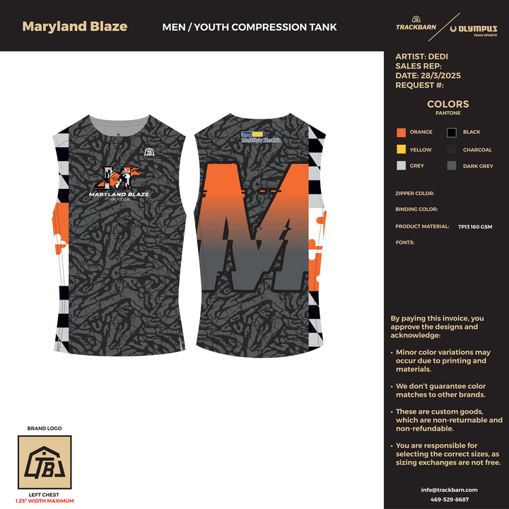 Maryland Blaze - Men Compression Tank (498) - TrackBarn