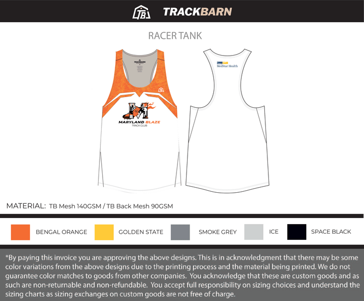 Maryland Blaze - Men Racer Tank (517) - TrackBarn