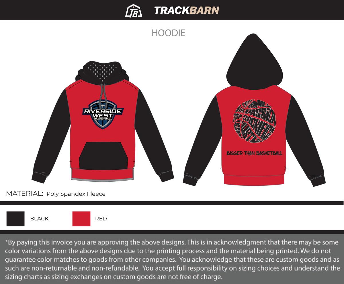 National Junior Basketball - Riverside West - Youth Hoodie - Red - TrackBarn