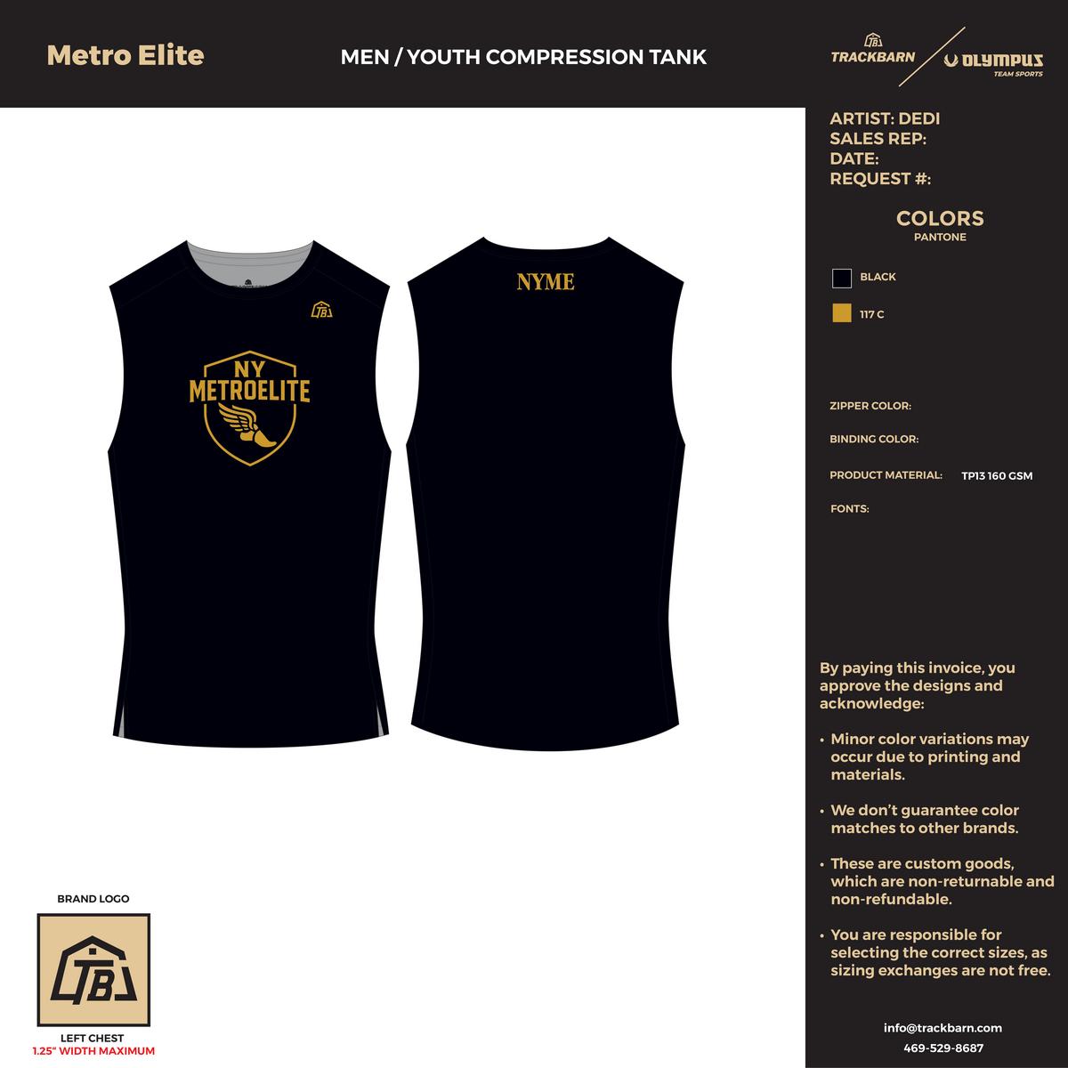 NY Metro Elite - Men Compression Tank - FT - Black - TrackBarn