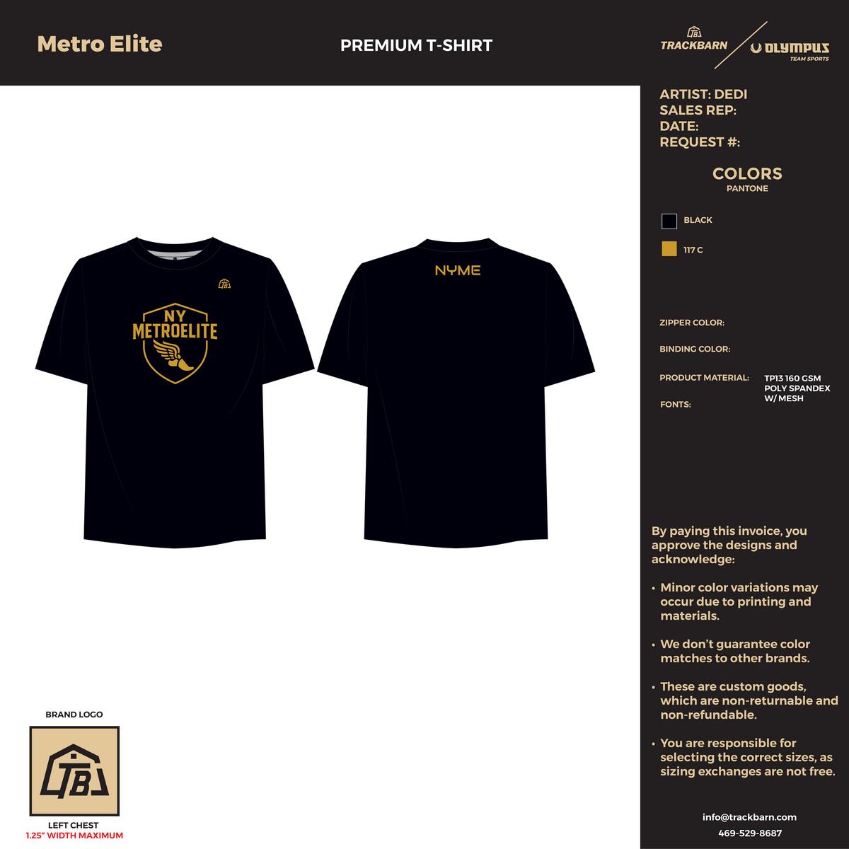 NY Metro Elite - Men Performance T-Shirt - Black - TrackBarn
