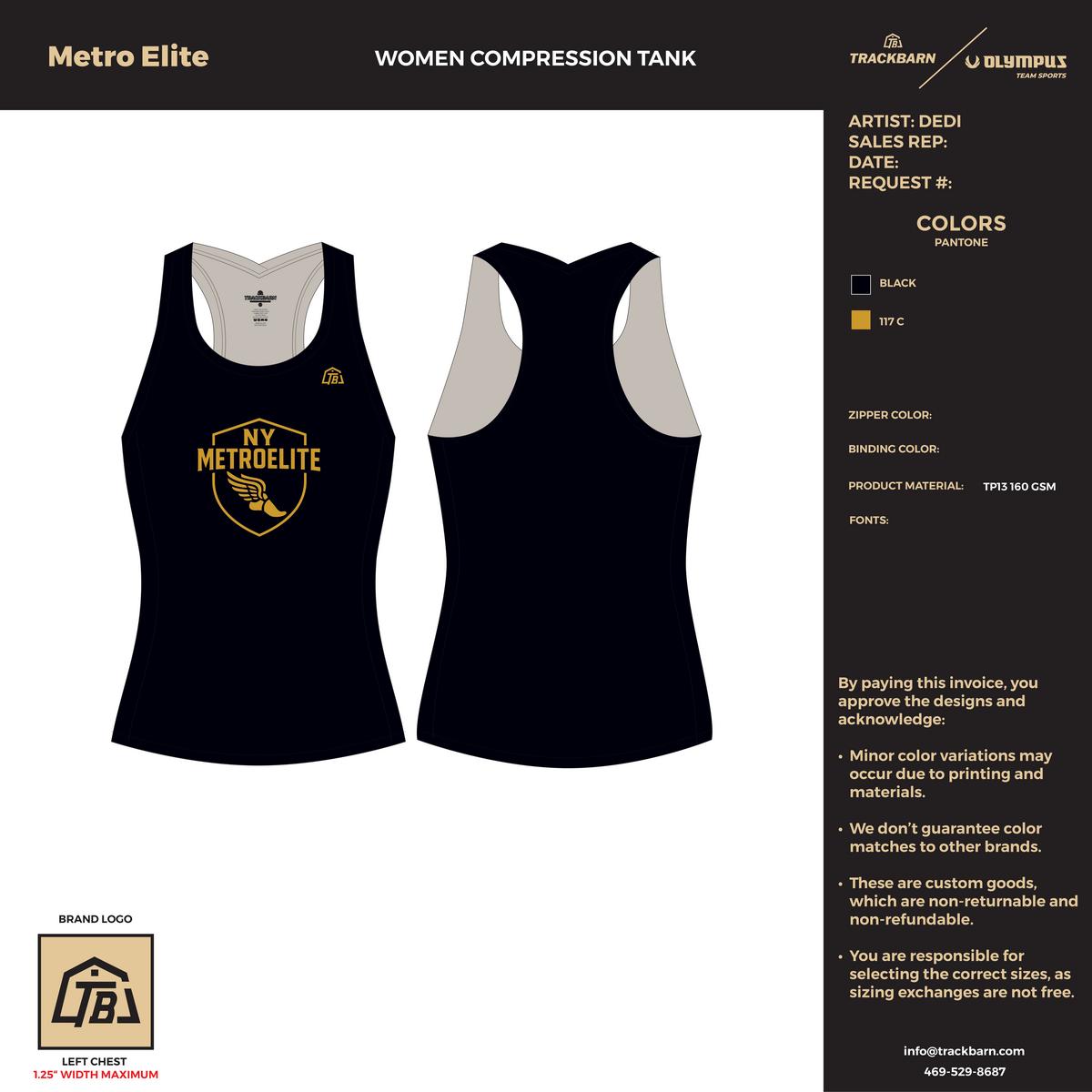 NY Metro Elite - Women Compression Tank - FT - Black - TrackBarn