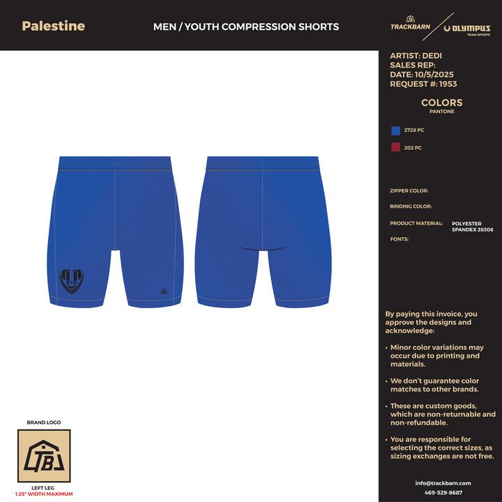 Palestine - Men Compression Shorts - Blue - TrackBarn