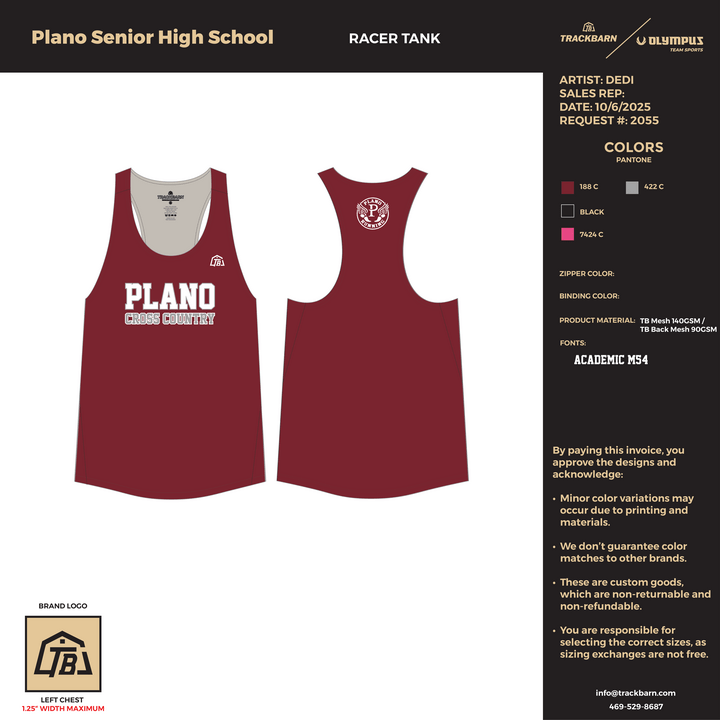 Plano Senior High School - Men Racer Tank (655) - TrackBarn