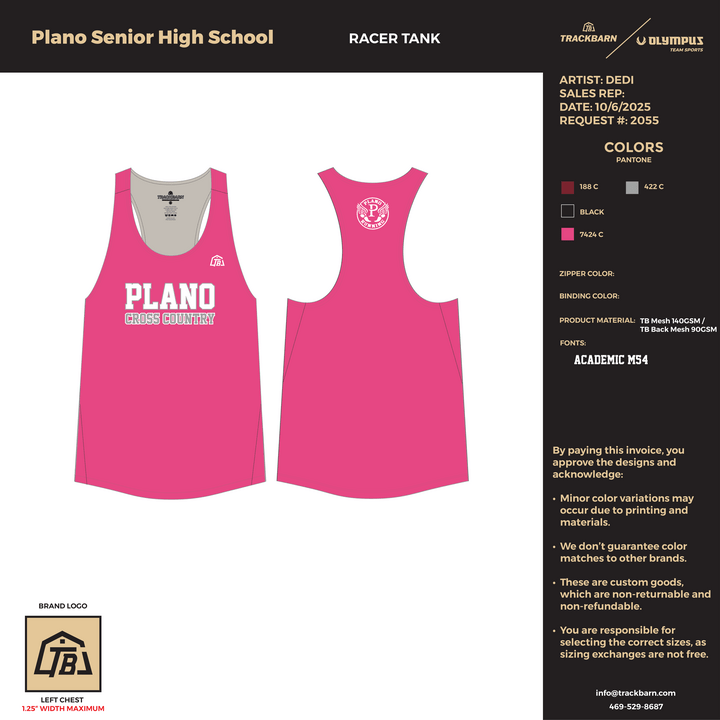 Plano Senior High School - Men Racer Tank (656) - TrackBarn