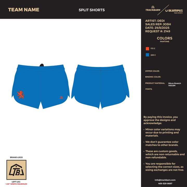 Renaissance Academy - Men Split Track Short (906) - TrackBarn