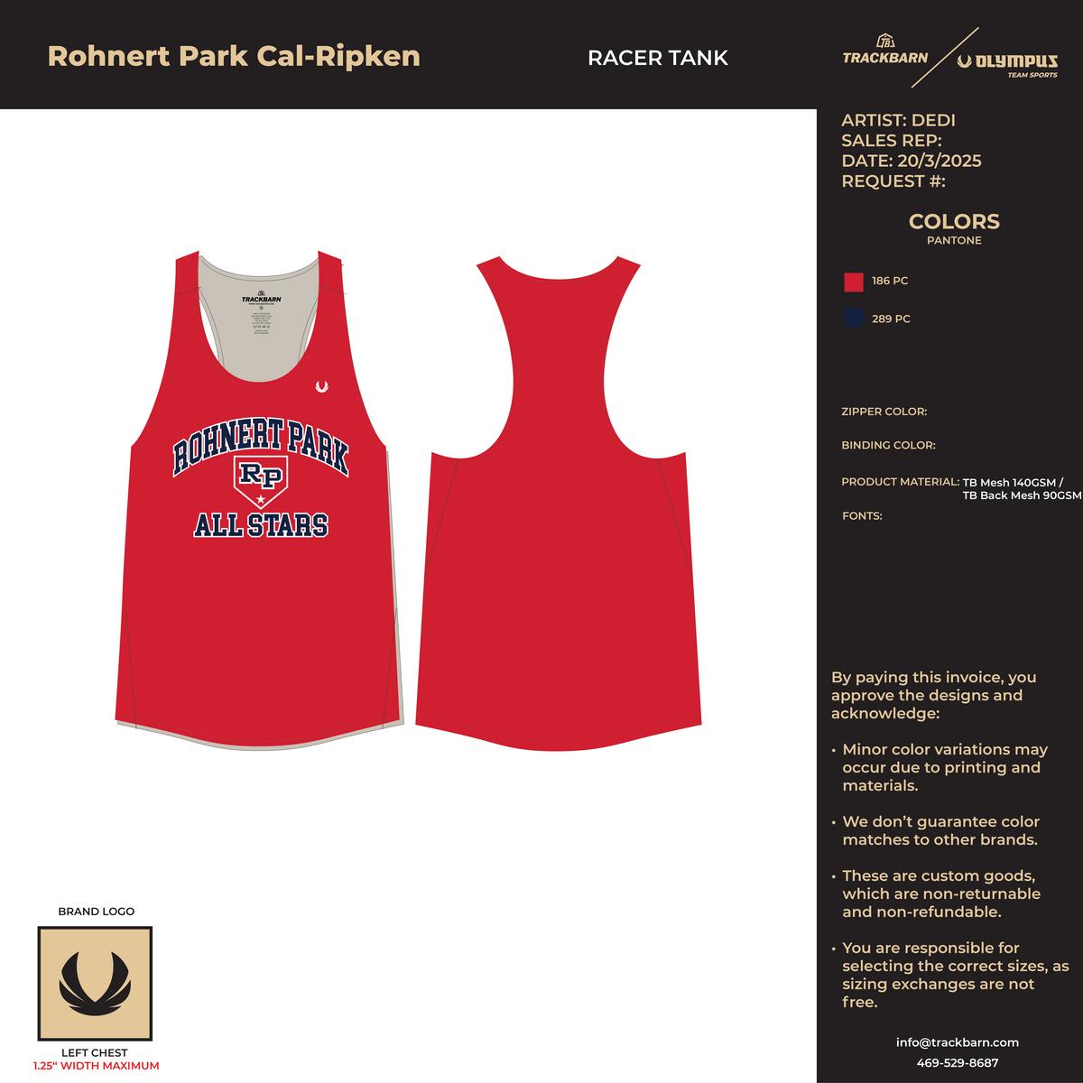 Rohnert Park Cal - Ripken Team Store - Racer Tank - TrackBarn