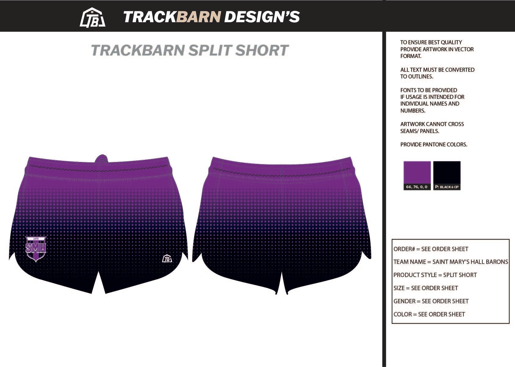 Saint Mary's - Hall - Barons Mens Split Track Short - TrackBarn