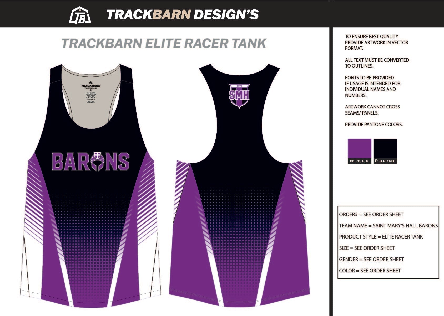 Saint Mary's - Hall - Barons Womens Track Singlet - TrackBarn