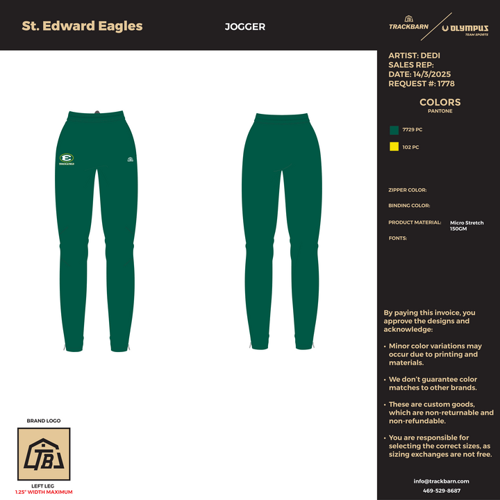 St. Edward Eagles - Men Joggers (2892) - TrackBarn