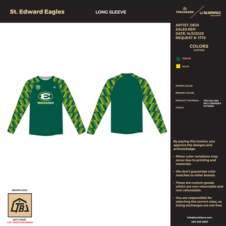 St. Edward Eagles - Women Stretch Light Long Sleeve (2889) - TrackBarn