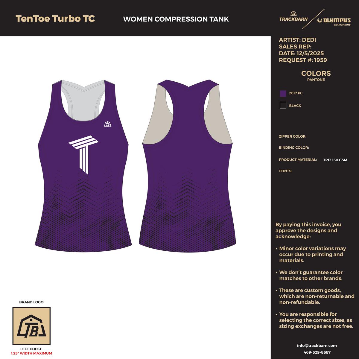 TenToe Turbo TC - Girls Compression Tank - Purple - TrackBarn