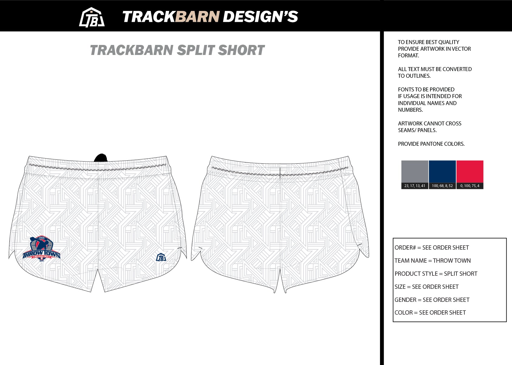 Throw - Town - Youth Split Track Short - TrackBarn