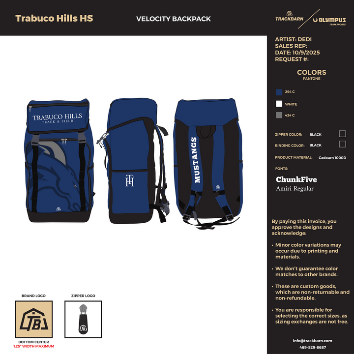 Trabuco Hills High School - Velocity Backpack (1020) - TrackBarn