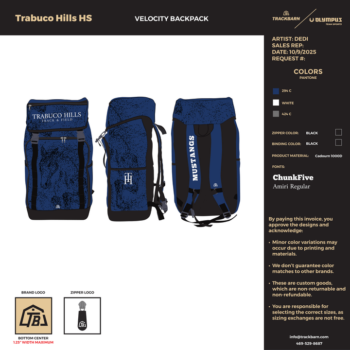 Trabuco Hills High School - Velocity Backpack (1022) - TrackBarn