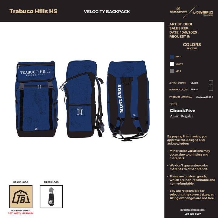 Trabuco Hills High School - Velocity Backpack (1023) - TrackBarn