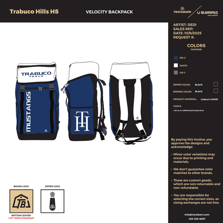 Trabuco Hills High School - Velocity Backpack - (1036) - TrackBarn