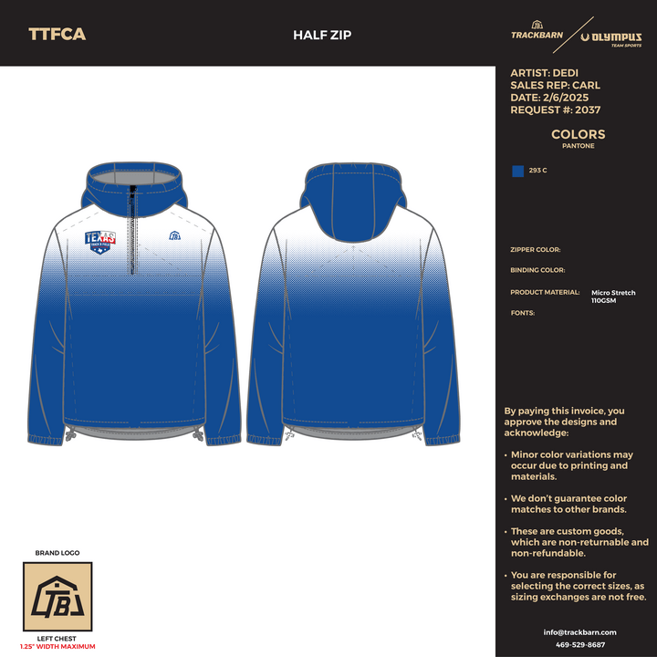 TTFCA Board Designs - Youth Half Zip Jacket (2698) - TrackBarn