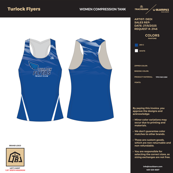 Turlock Flyers - Girls Compression Tank (2678) - TrackBarn