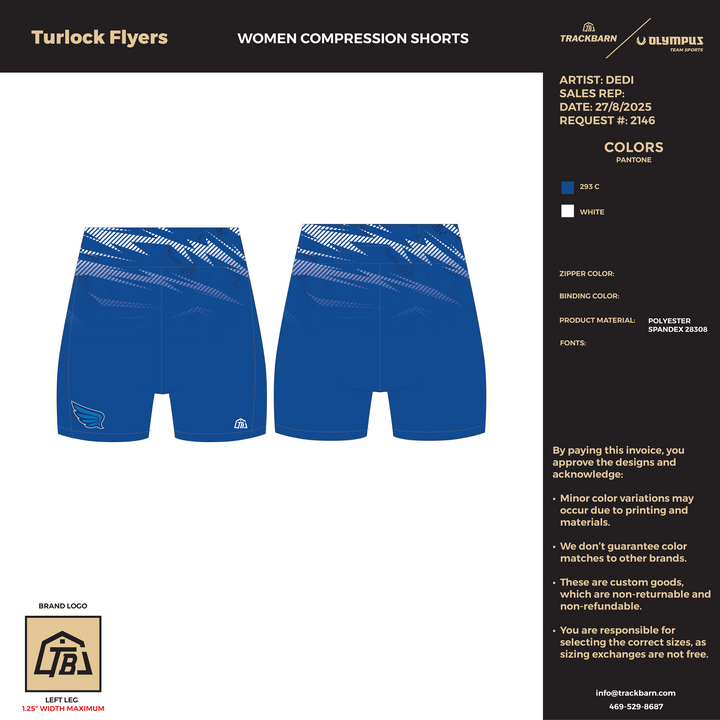 Turlock Flyers - Women Short Running Tight (2681) - TrackBarn