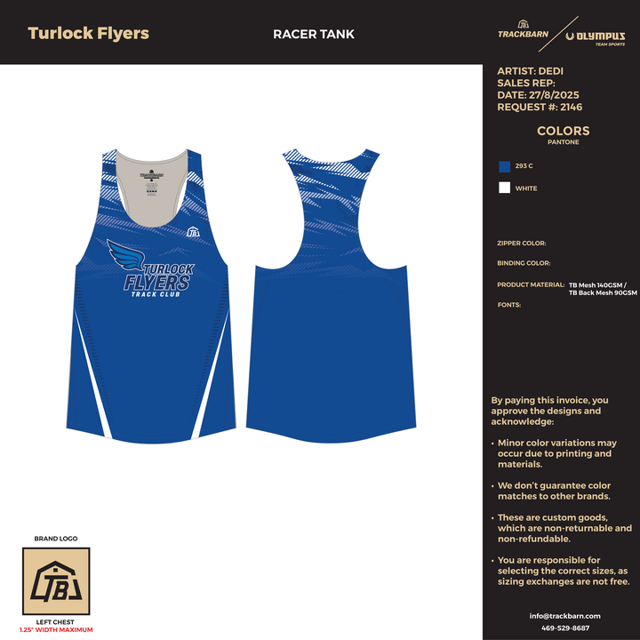 Turlock Flyers - Women's Track Singlet (2679) - TrackBarn