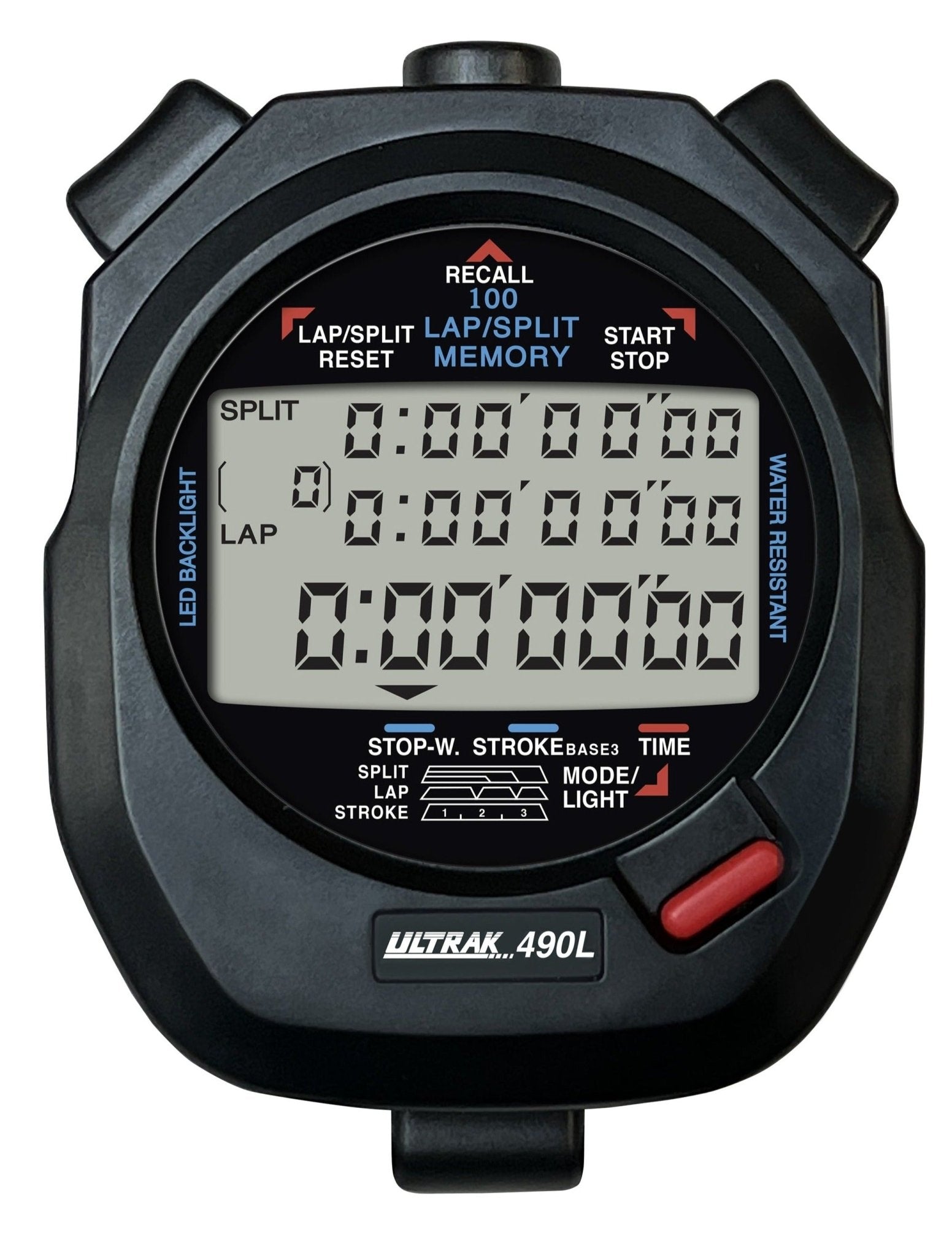 ULTRAK 490L - LED Backlight 100 Dual Split Memory Stopwatch - TrackBarn