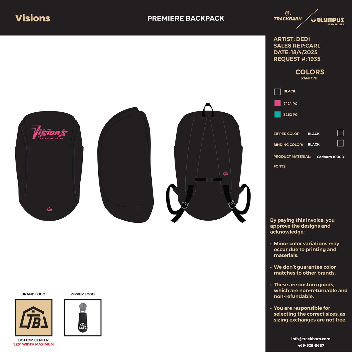 Visions - Premiere Backpack - TrackBarn