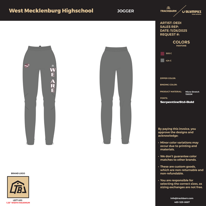 West Mecklenburg Highschool - Youth Joggers (2803) - TrackBarn