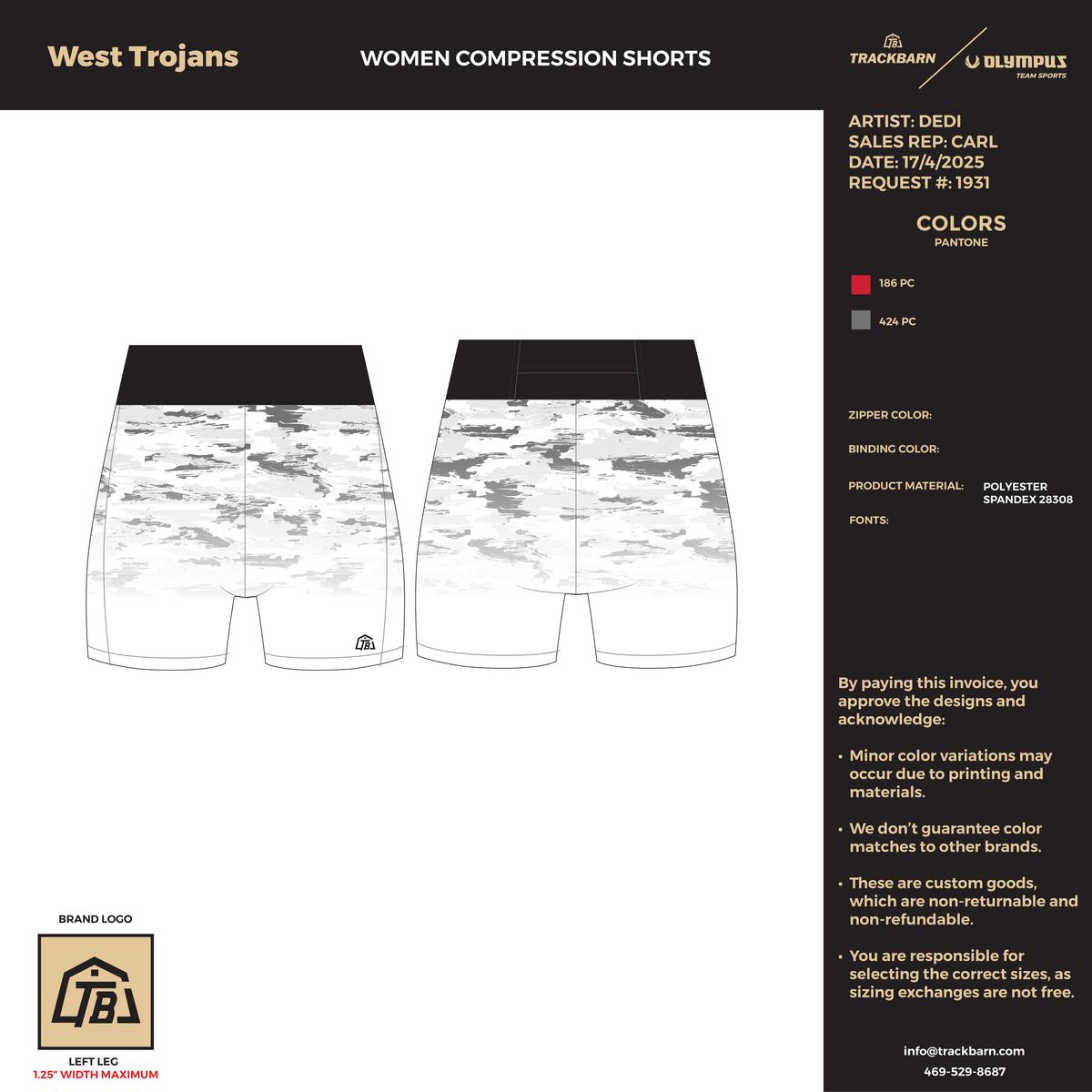 West Trojans - Men Short Running Tight - Gray - TrackBarn