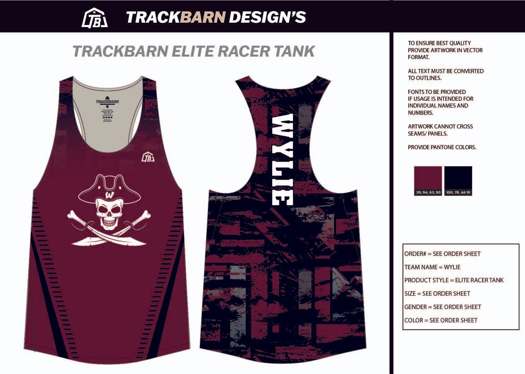 Wylie - Pirates - Mens Track Singlet - TrackBarn