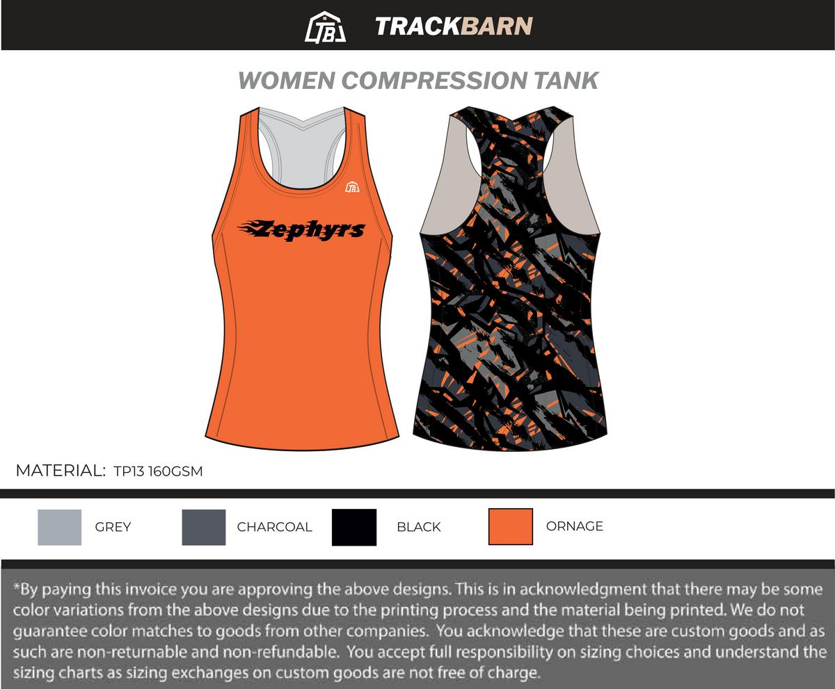 Zephyrs - Girls Compression Tank - Orange - TrackBarn