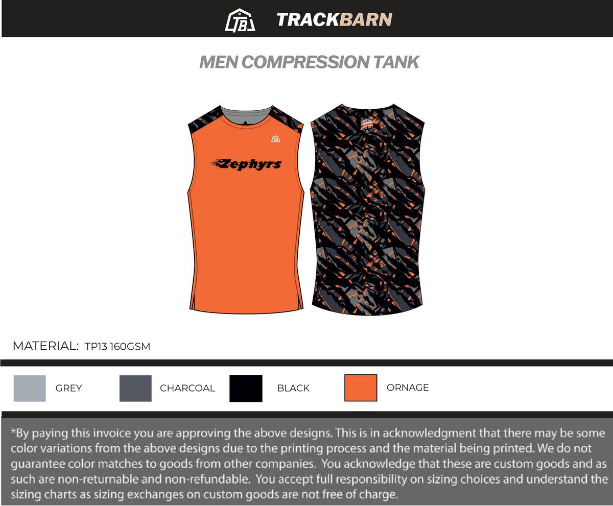 Zephyrs - Men Compression Tank - Orange - TrackBarn
