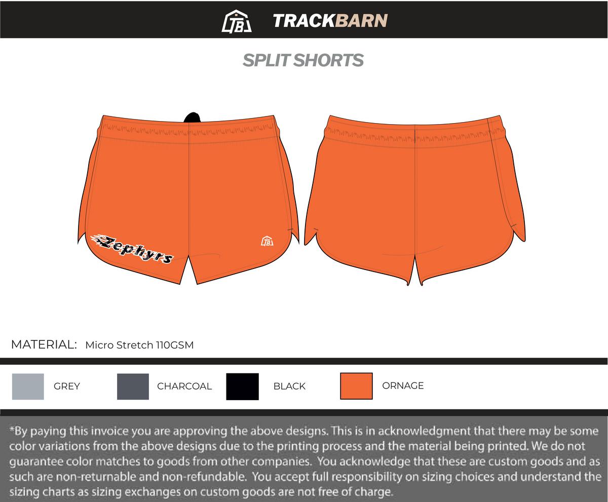 Zephyrs - Men Split Track Short - Orange - TrackBarn